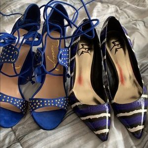 Two pairs of blue heels